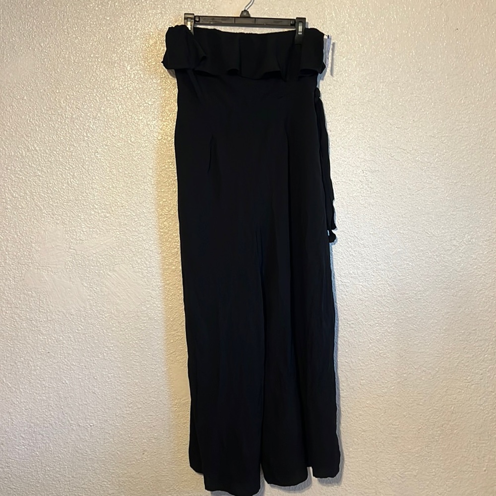 Off-Shoulder Wide Leg Jumpsuit - Black
